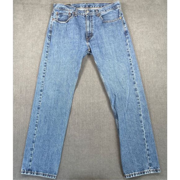 Levis 505 mJeans Men 36x34 Blue Straight Leg Denim Zipper Fly Classic Fit